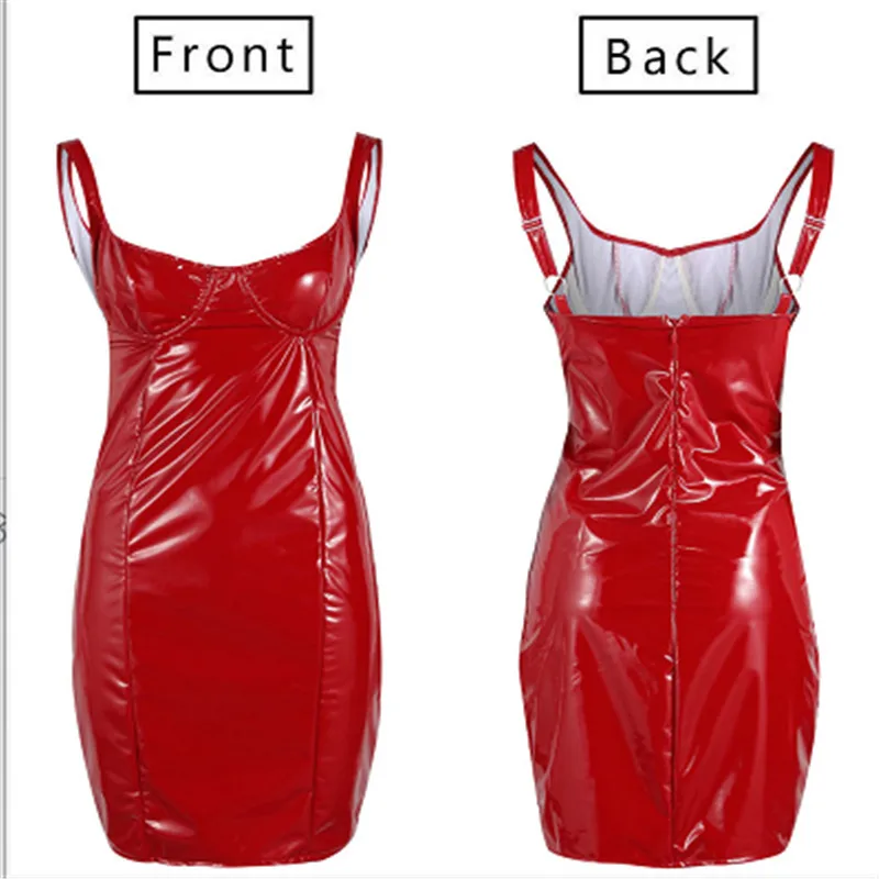 2021 Gothic Women Bodycon Dress PU Leather Autumn Winter  Vestido High Waist Sleeveless Sexy Mini Dress Women Clothing boho dresses