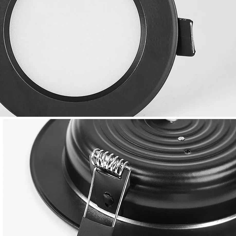 Led 통 램프 블랙 방수 3w 5w 7W 9W 12W 15W led 자리 220V 230V 천장 매립형 다운 라이트 라운드 led 패널 빛