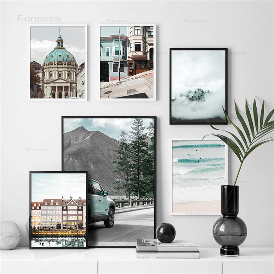 

Church Fog Mountain Car Sea Beach House Quotes Nordic Posters And Prints Wall Art Canvas Painting Wall Pictures For Living Room