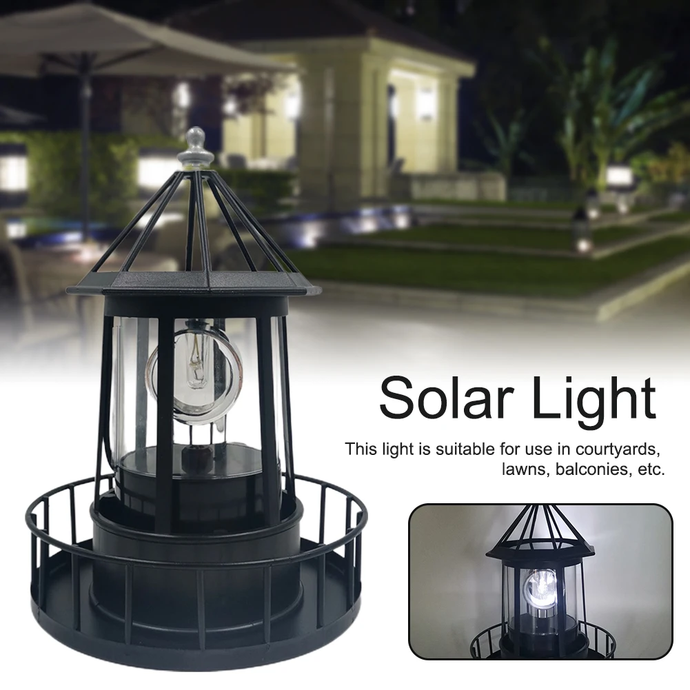 Easy Install Yard Landscape Energy Saving IP65 Waterproof LED Solar Lighthouse 360 Degree Rotating Wrought Iron Outdoor Home | Лампы и
