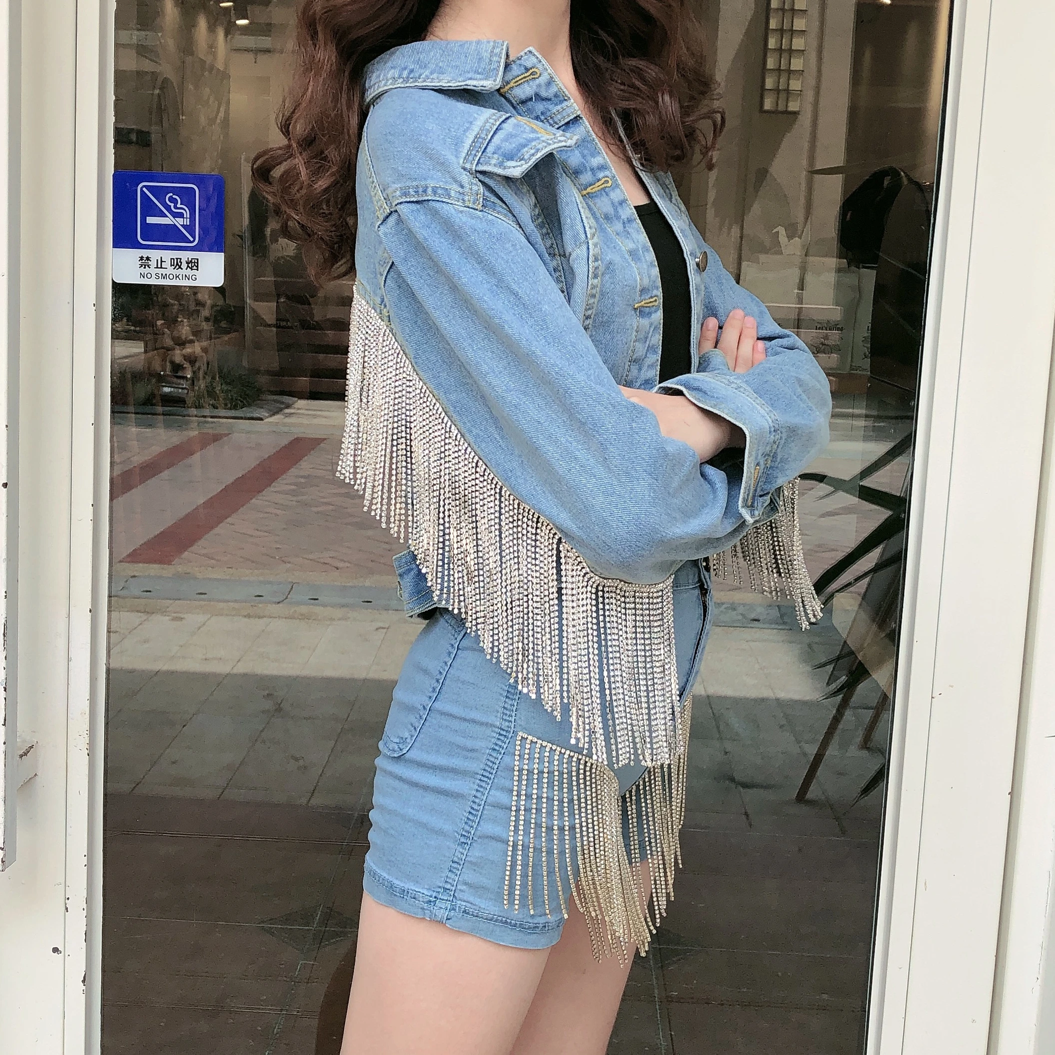 crystal fringe jeans