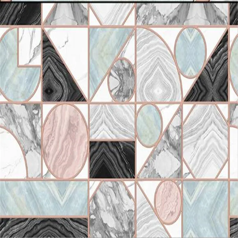 Large 3D Wallpaper Mural Custom Modern Geometric Marble Jazz White Tile TV Background Wall Tile Mural