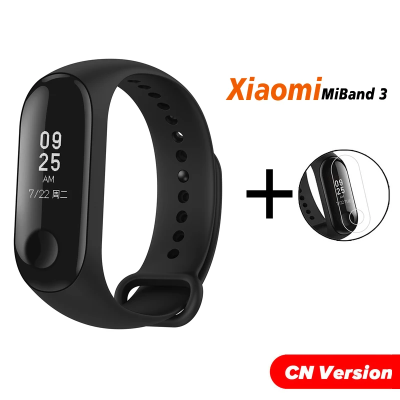 Origina Xiaomi mi band 3 глобальная версия фитнес-браслет трекер пульсометр mi band 3 Смарт-браслет для Android IOS - Цвет: add film