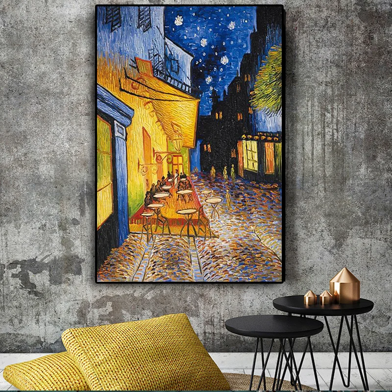 Famous-Van-Gogh-Cafe-Terrace-At-Night-Oil-Painting-Reproductions-on-Canvas-Posters-and-Prints-Wall
