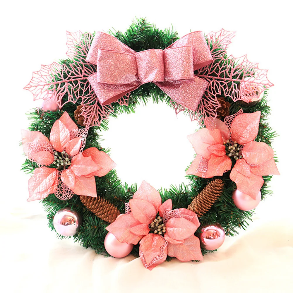 

Artificial Flower Christmas Wreath Hanging Festival Window Ball Pendant Crafts Home Door Party Rattan Bowknot Decoration