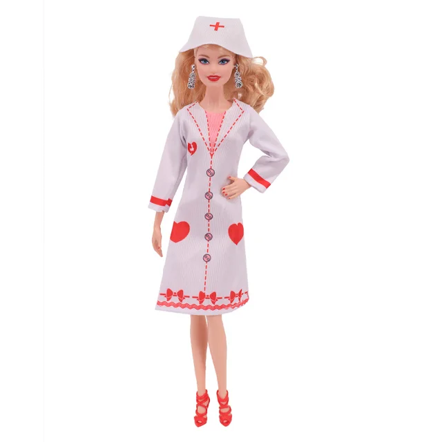 バービー人形靴ドクターナースシェフユニフォームコスチュームシーンコスプレ人形服11.8インチ人形アクセサリー女の子のおもちゃ