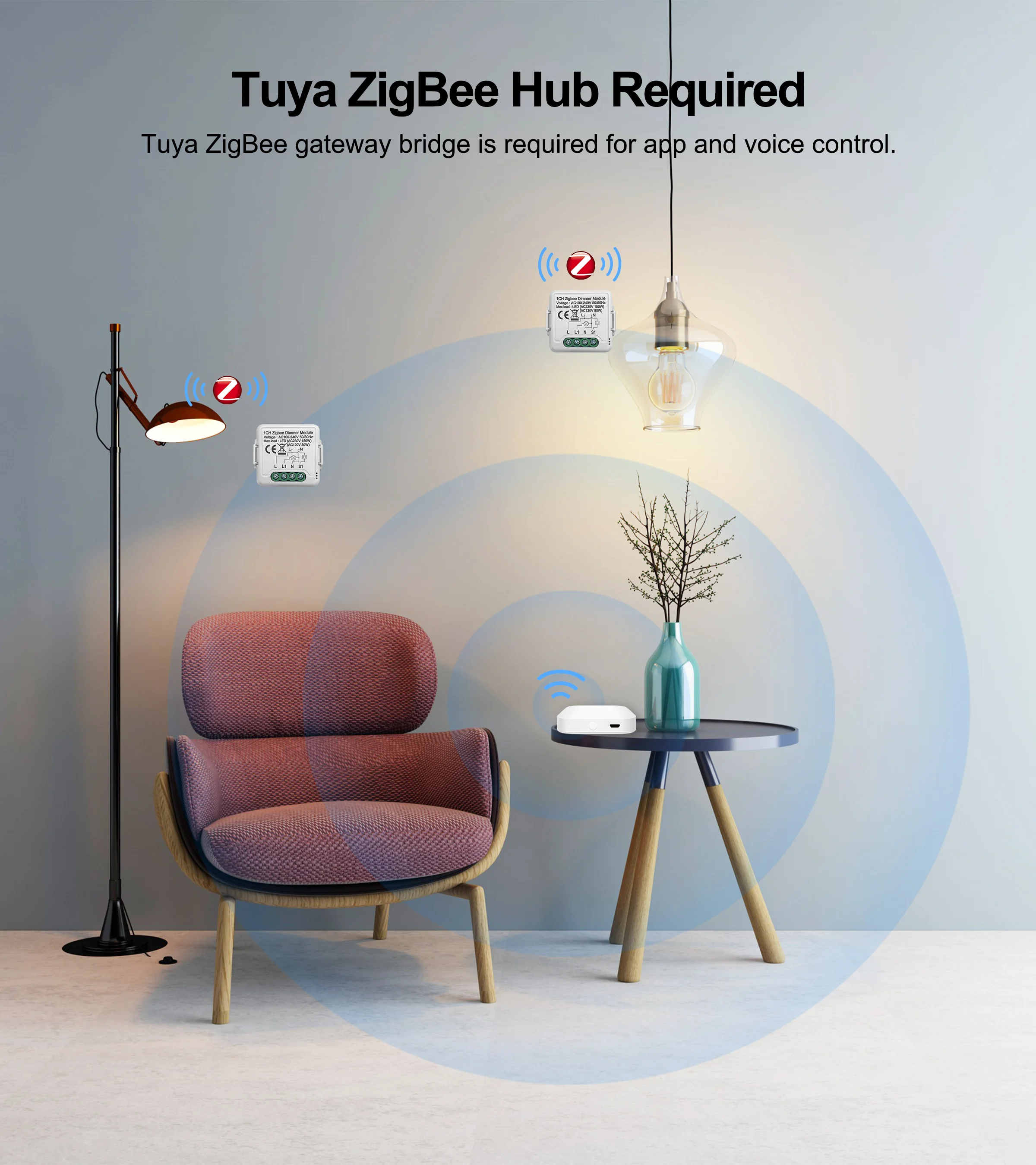 GIRIER Tuya ZigBee 3.0 Smart Dimmer Switch Module 10A/16A, Supports 2 Way Control Dimmable Switch, Works with Alexa Google Home