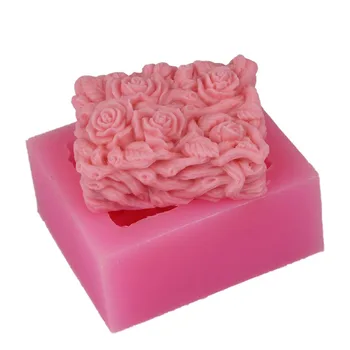 

3D Rose Rectangle Handmade Soap Silicone Mold Fondant Cake Mould Chocolate Candy Resin Clay Decoration Making Mould