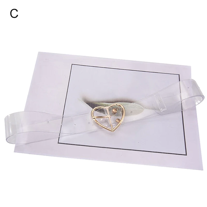 Модный женский прозрачный широкий ремень с пряжкой в форме сердца невидимый прозрачный ремень однотонный Повседневный пластиковый унисекс - Цвет: C