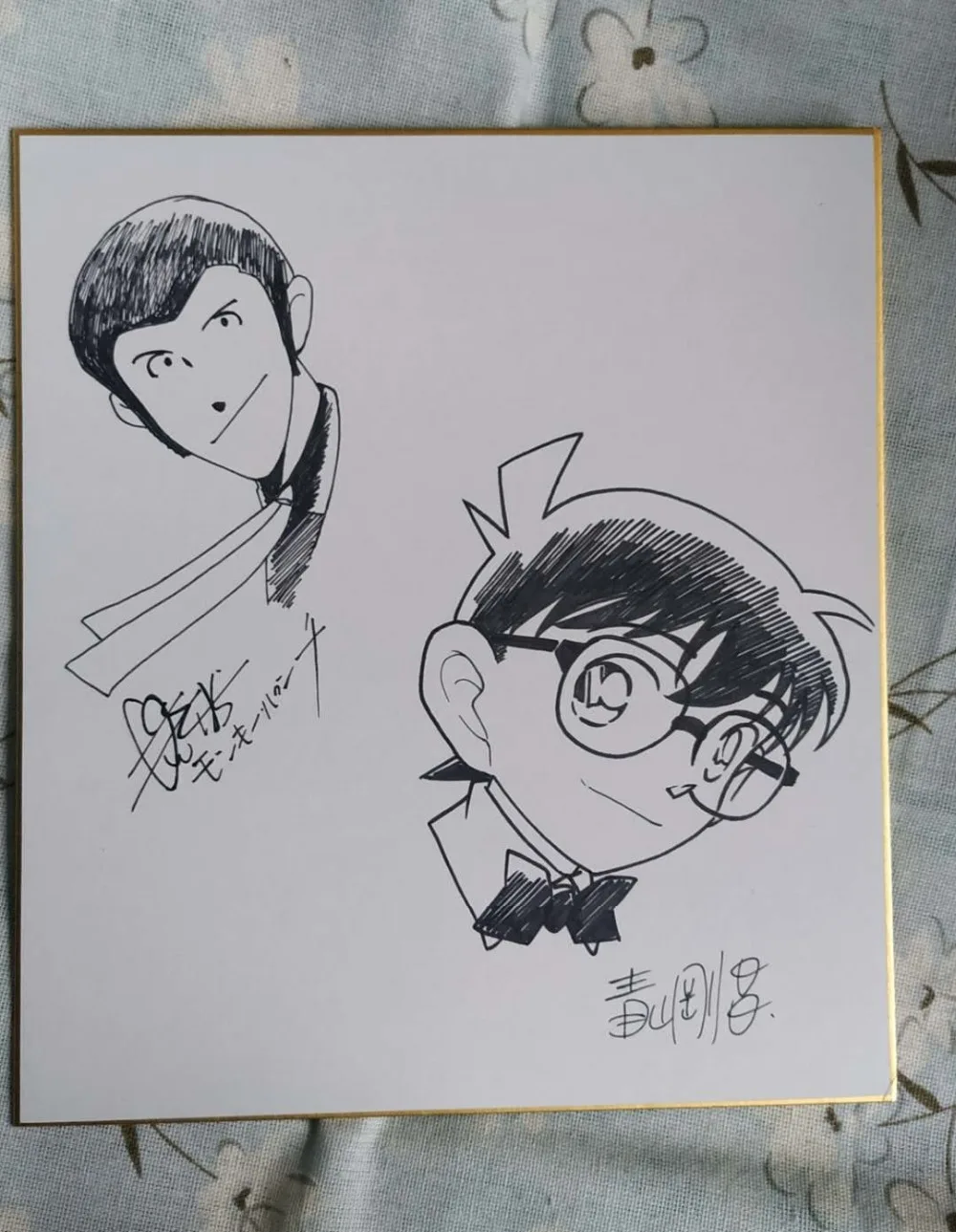 Hand Drawn Aoyama Gōshō Monkey Punch Autographed Detective Conan Shikishi Board 06 Cards Invitations Aliexpress