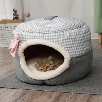 

Soft Comfortable Winter Warm Sleeping Bed Mat Foldable Indoor Plush Nest House Durable Dog Puppy Kennel Basket Pet Cage Cushion