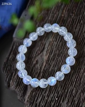 

Natural Blue Light Moonstone Women Bracelet 9.6mm Moonstone Stretch Crystal Clear Round Beads Bracelet AAAAA