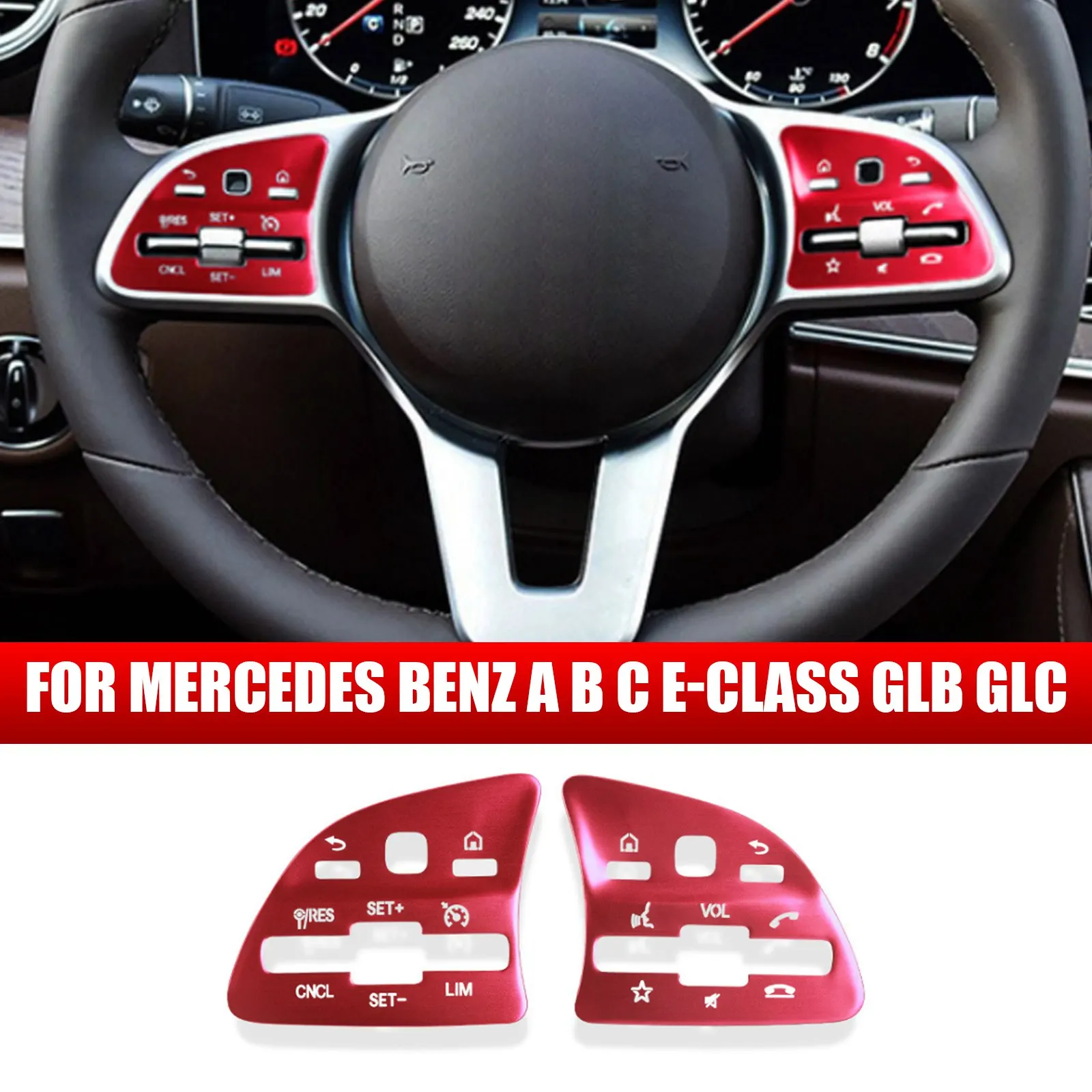

For Mercedes Benz A B C E-Class GLB GLC Car Steering Wheel Buttons Cover Trim