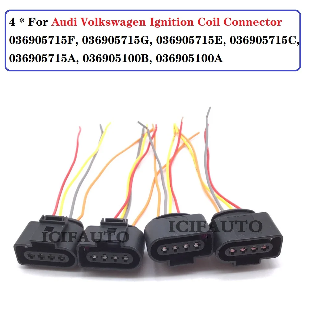 Ignition Coil & Connector For Audi A1 A3 Vw Golf 1.4 TSI VW Polo Jetta 1.6  FSI Tiguan Beetle 036905100A, 036905100B, 036905100D