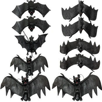 

10pcs/pack Horror KTV Artificial Rubber Halloween Bats Home Decor Bar Toys Doorway Simulation Living Room Party Supplies