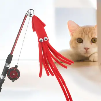 

Cat Stick Toy Creative Funny Cute Plush Cat Toy Interactive Colorful Flexible Fishing Pole Shape Toy for Pet Animal