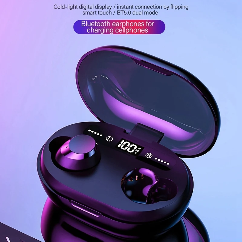 C8S Tws Bluetooth 5,0 наушники 6D стерео беспроводные наушники Водонепроницаемая гарнитура со светодиодным дисплеем зарядная коробка