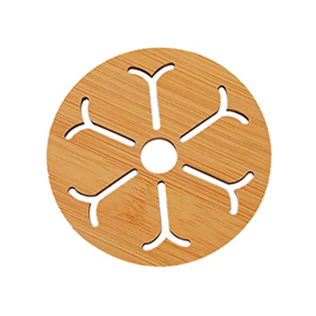 

Eco Friendly Hollow Wooden Anti-Hot Insulation Mat Non-Slip Coaster Tableware Drain Pad Pot Dishes Placemate