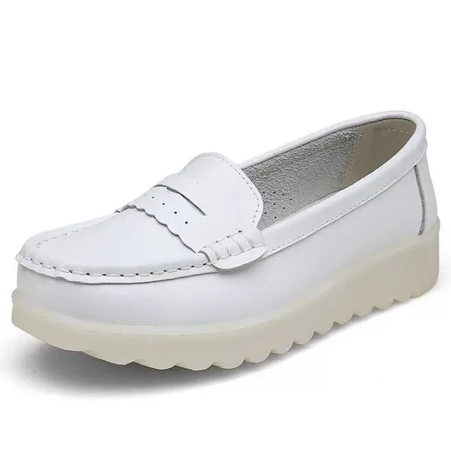 Женская обувь для беременных женщин и медсестер; женская обувь на мягкой подошве; удобная дышащая обувь белого цвета на низком каблуке для медсестер - Цвет: Бежевый