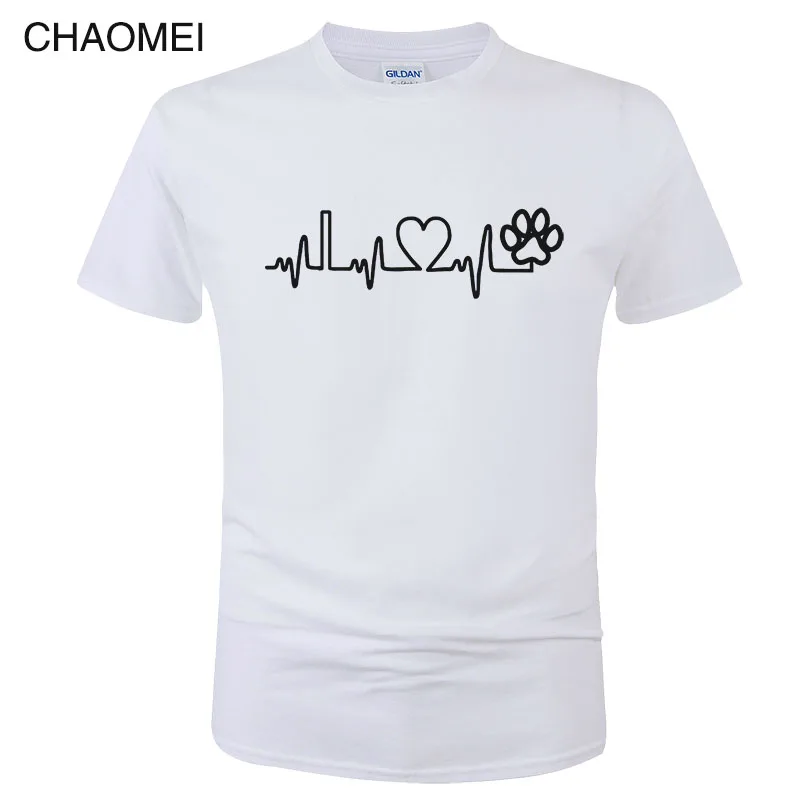 Paw Lifeline T Shirt Men 2019 Summer Short Sleeve Cat footprints Print T-Shirt 100% Cotton Tops Tees C55 | Мужская одежда