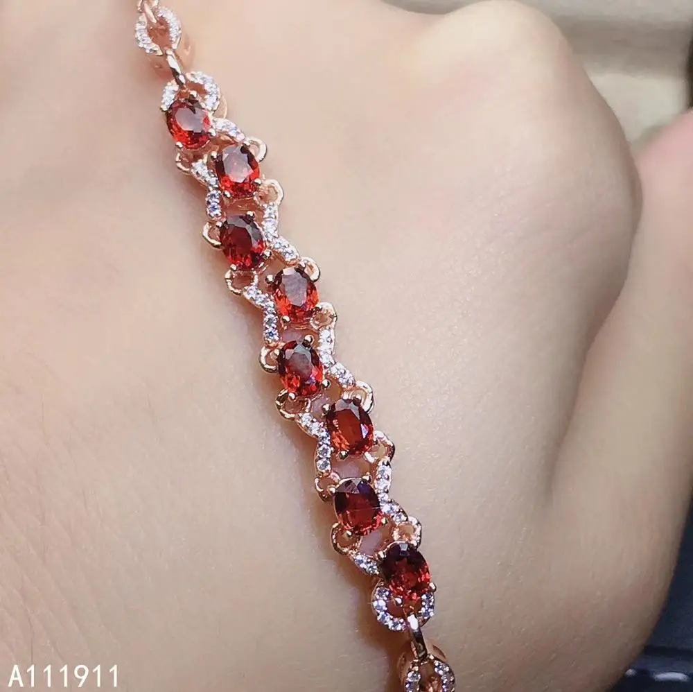 KJJEAXCMY fine jewelry 925 sterling silver inlaid natural garnet noble female bracelet support detection luxurious | Украшения и