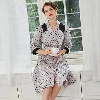 

2020 Autumn New European and American Big Fashion Splicing Polka Dot Dress Slim Slimming Elegance Dresses