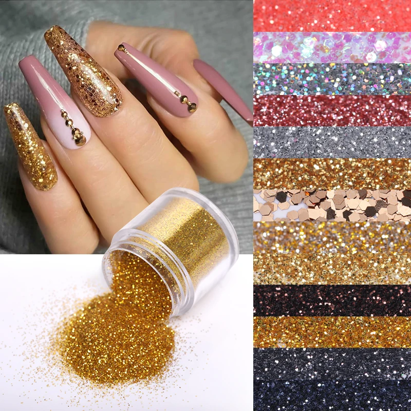 1 Box Nail Sequins 10ml High-capacity Sparkling Glitter Nails Flakies 3D Art Decoration | Красота и здоровье