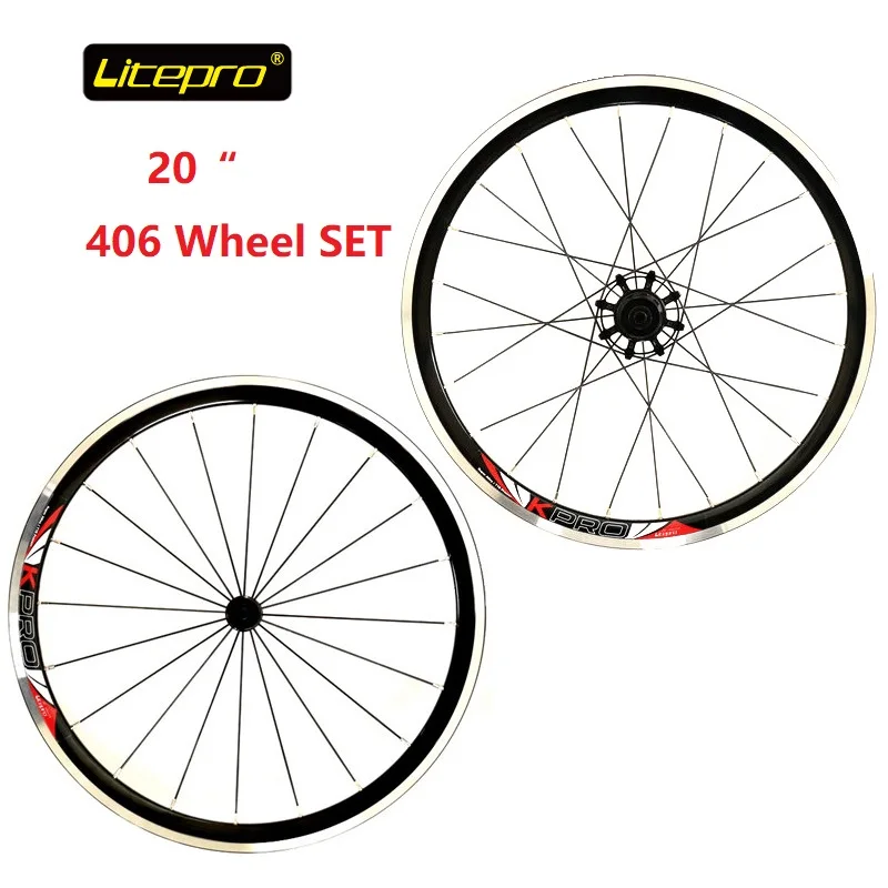LITEPRO Folding Bike Double Wall Rims 20 Inch 406 Wheel Set 20/24 Hole V Brake Bearing Hub Straight Pull Spoke Bicycle Wheelset | Спорт и