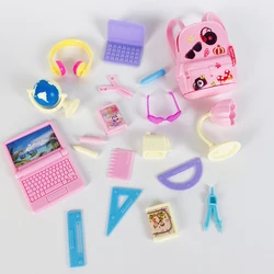 19 articles miniatures, accessoires scolaires pour maison de poupée, règle d'ordinateur, Globe, crayon, lampe de Table pour Barbie, jouets pour enfants, cadeau de noël 