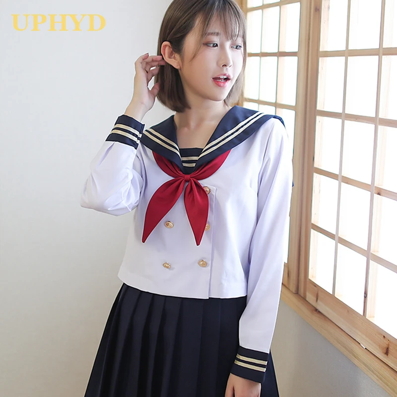 White Two Lines Japanese Girl School Uniforms New Spring Hot Middle High School Girls Sailor Suits Novelty Japan Student Uniform School Uniforms Aliexpress