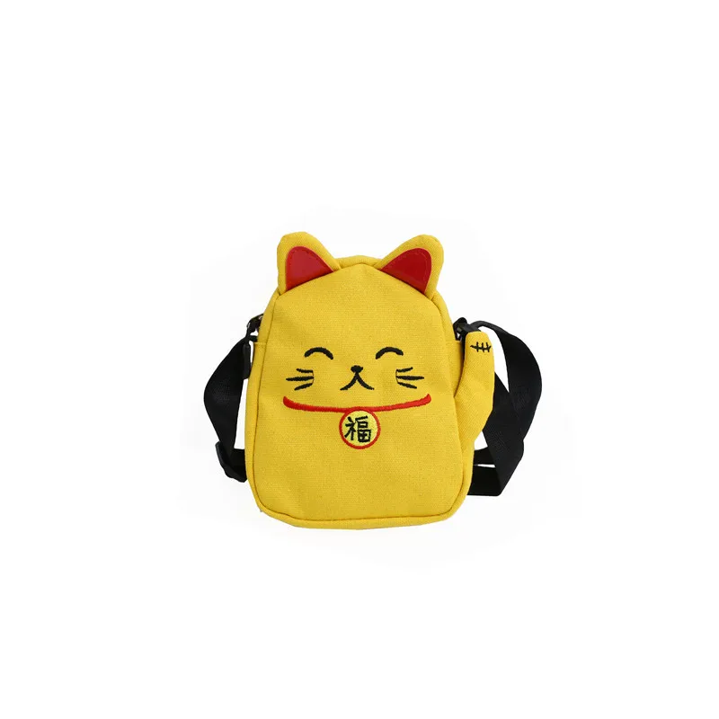 yellow-Square Alasir мультфильм Для женщин холщовые сумки для учащихся Сумка Милый счастливый кот карман для телефона сумка через плечо для девочки животный принт круглый мешок из полиуретана - Цвет: yellow-Square