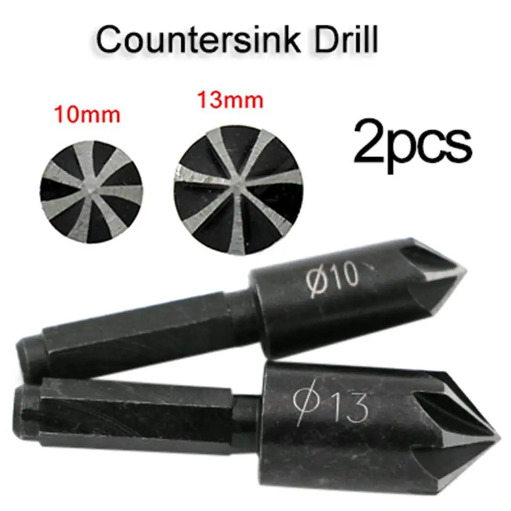 

2 Pcs 7 Flute Countersink Drill Bit Black 1/4 Hex Shank Countersink Boring Set For Woodworking Metal Quick Change Drill Bit Tool