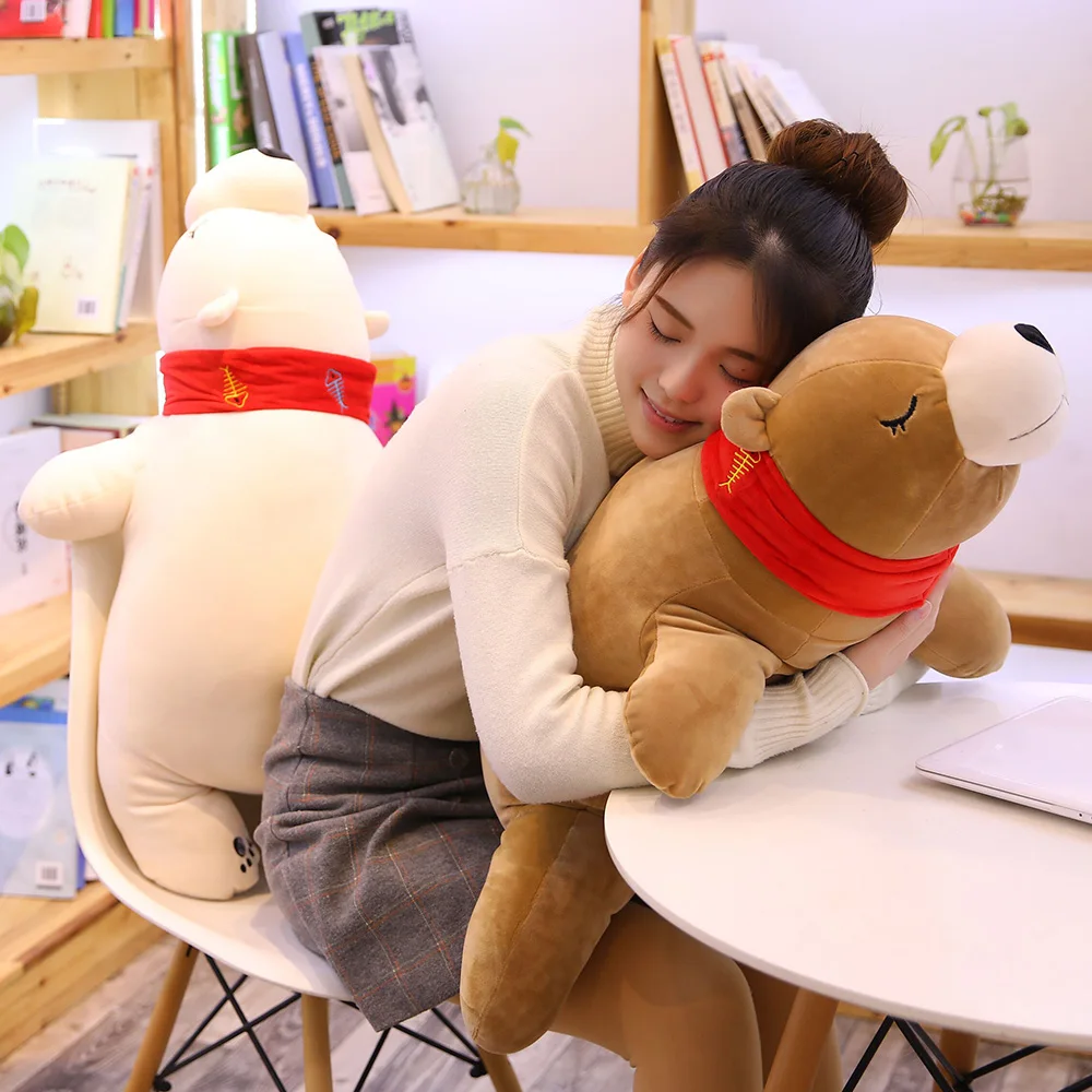 Hot Plush Toy Pillow Doll Polar Bear Big White Bear Brown Bear Doll Sofa Big Pillow Cushion Home Decoration Soft Comfortable Gif