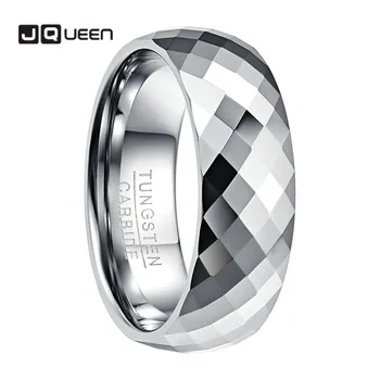 

hot sell Men's 8mm Tungsten Carbide Ring Wedding Band Multi-Faceted High Polished Domed Comfort Fit Size 7-12