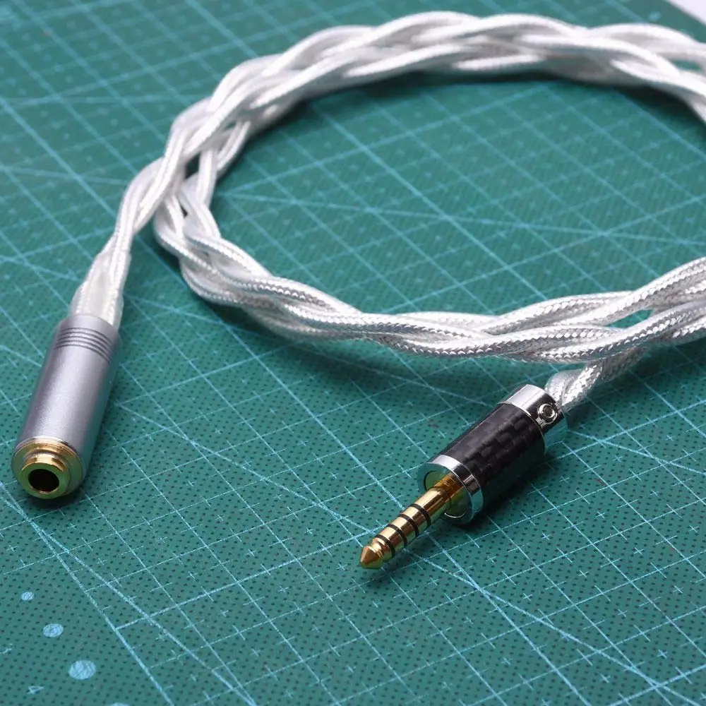 Gagacocc 4.4 mm Macho para 4.4 mm Fêmea Equilibrada Cristal Claro Banhado a Prata Escudo Adaptador de Áudio Atualização Cabo Extensão Fone de Ouvido - Image 2