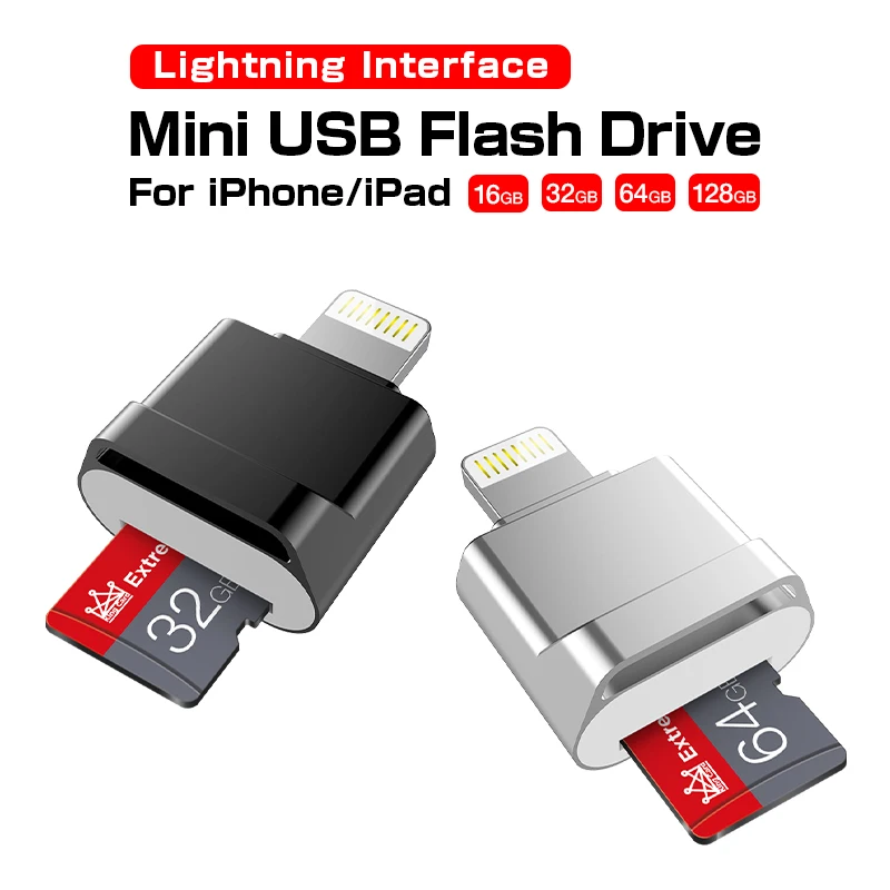 2 в 1 Мини iphone usb флэш-накопитель 16 Гб оперативной памяти 32 встроенной 64 ГБ 128 для iOS