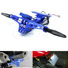 Универсальный CNC алюминиевый мотоцикл регулируемый угол номерной знак кронштейн для Kawasaki Ninja 500R EX500 650R EX650 ER-6F ER-6N ZX9