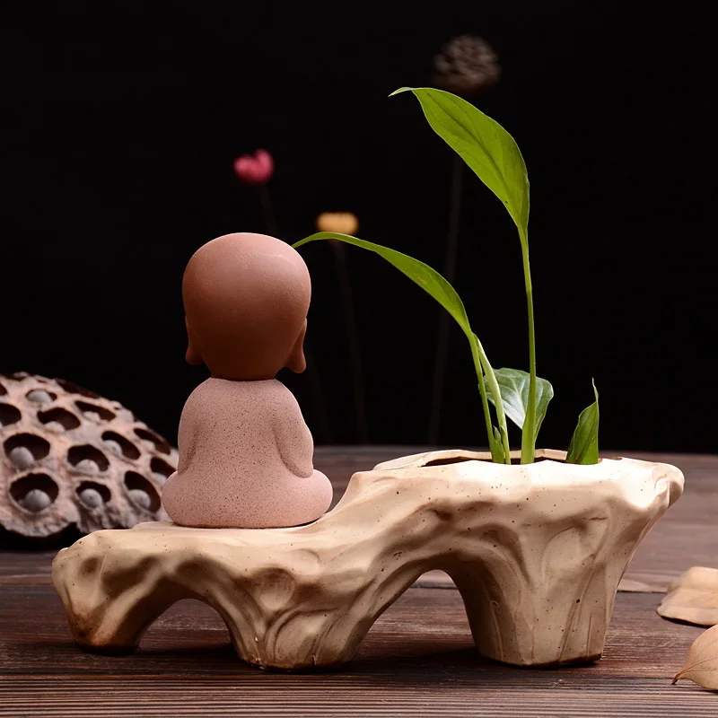 Incense Holder Zen Monk Mediterranean Ceramic Vase Household Adornment Desktop Furnishing Articles Grey Hydroponic Flowers