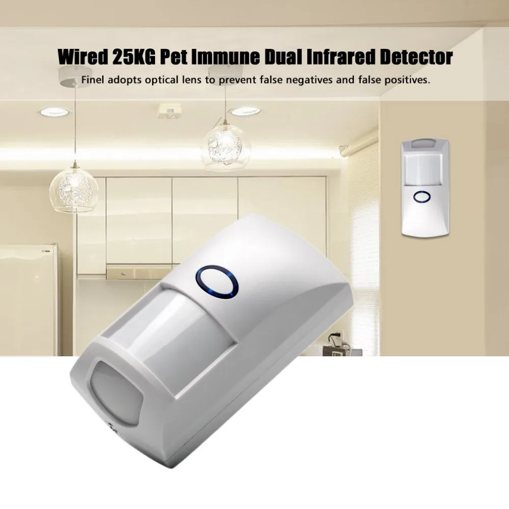 Mini Portable Wired Dual Infrared PIR Motion Detector Sensor for 25Kg Pet  Immune Intelligent Volume Recognition Home Security