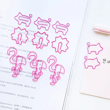 

10pcs/pack Flamingo Cherry Blossom Shaped Small Paper Clips Bookmark Clips Cute Desk Accessories Office Supplies Birthday Gift