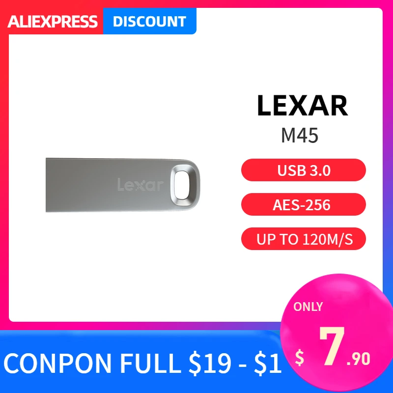 Lexar M45 USB флэш-накопитель 32 Гб 64 Гб USB 3,0 высокоскоростной 100 МБ/с./с металлический Флешка U Stick 128 ГБ usb-носитель