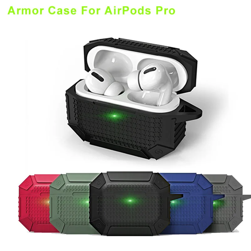 

Armor Case For AirPods Pro Case TPU Earphone Cover For AirPod Pro 2019 Silicone Shockproof Protective Case with Hook TWS Cover