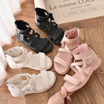 

2020 Girls Princess Summer Roman Sandals Casual Children Fashion Pocket Decoration Shoes Kids Party Soft Bottom Sandals 21-36