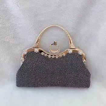 

Bags of Women 2020 summer new pu European and American style rhinestone Glitter dinner bag mobile phone bag solid color