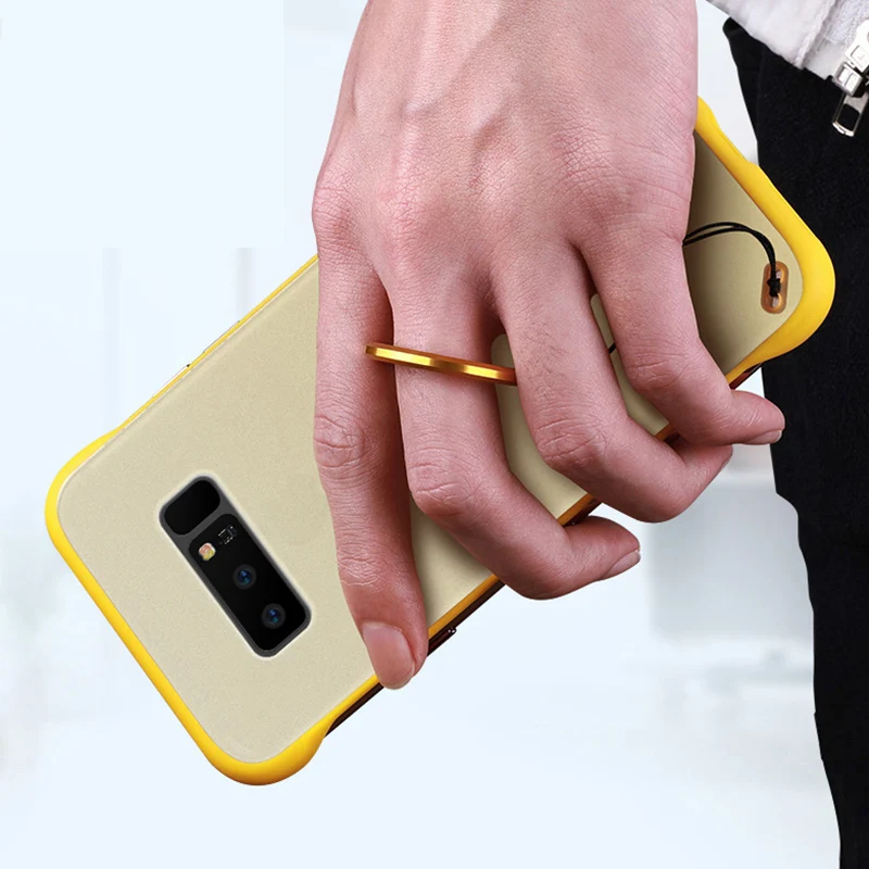 Frameless Transparent Matte Hard Phone Case For Samsung Note 8 9 Case Note 8 Note 9 With Ring Lanyard Back Cover Tpu Pc 2 In 1