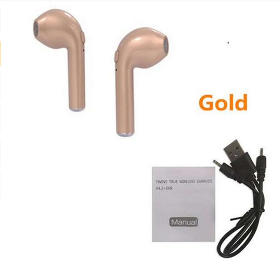 Gold KEPHE i7s TWS i9 Мини беспроводные Bluetooth наушники, стерео наушники, гарнитура с зарядным устройством, микрофон для всех смартфонов iPhone samsung - Цвет: Gold