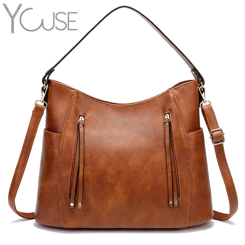 

YOUSE 2020 Solid Color Ladies Designer Shopping Handbag Soft PU Leather Large Casual Totes Fashion All-match Women Shoulder Bags
