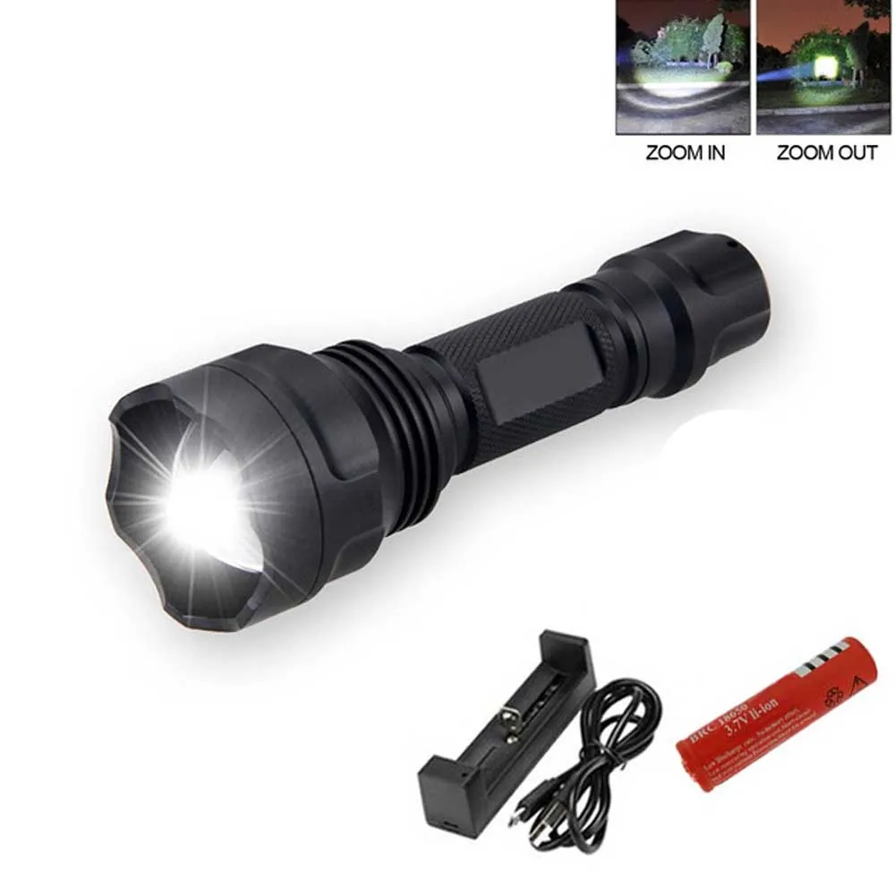 changeable C8 CREE XM-T6 светодиодный 1 Режим Портативный Тактический супер яркий фонарик с батареей 18650 подходит для езды на велосипеде, кемпинга, туризма и охоты - Испускаемый цвет: changeable