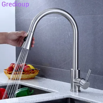 

Baterie Kuchenne Sinks Pull Out Stainless Steel Kitchen Faucet Sprayer Stream Deck Mount Kitchen Tap Faucet Hot Water Mixer Taps