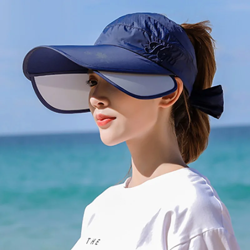 Cappelli da visiera per cappello da sole estivo berretto da Baseball  superiore vuoto a tesa larga femminile protezione UV cappelli da spiaggia per  visiera da sole per donna all'aperto - AliExpress Apparel